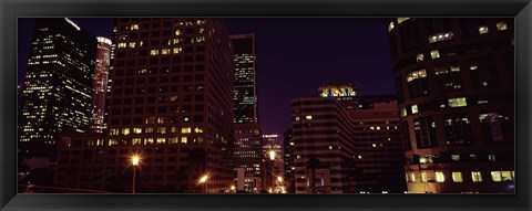 Framed Buildings lit up at night, City of Los Angeles, California Print