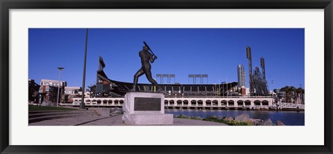 Framed Willie Mays statue in front of a baseball park, AT&amp;T Park, 24 Willie Mays Plaza, San Francisco, California Print