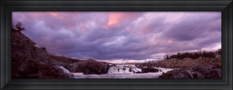 Framed Water falling into a river, Great Falls National Park, Potomac River, Washington DC, Virginia, USA Print