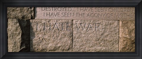 Framed Text engraved on stones at a memorial, Franklin Delano Roosevelt Memorial, Washington DC, USA Print