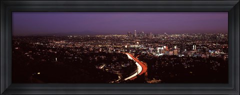 Framed City lit up at night, City Of Los Angeles, Los Angeles County, California, USA 2010 Print