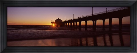 Framed Manhattan Beach Pier with Pink Sky, California Print