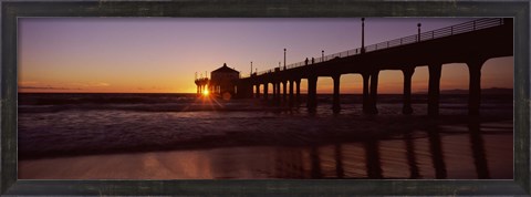 Framed Manhattan Beach Pier with Pink Sky, California Print