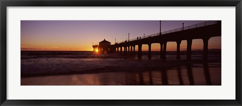 Framed Manhattan Beach Pier with Pink Sky, California Print