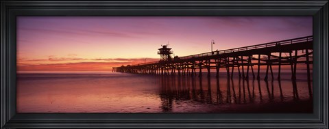Framed San Clemente Pier at dusk, Los Angeles County, California Print