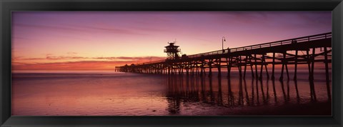 Framed San Clemente Pier at dusk, Los Angeles County, California Print