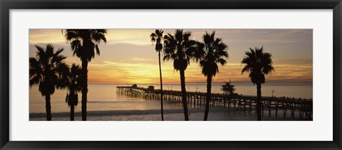 Framed Silhouette of a pier, San Clemente Pier, Los Angeles County, California Print