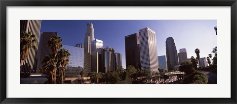 Framed Palm trees and skyscrapers in a city, City Of Los Angeles, Los Angeles County, California, USA Print
