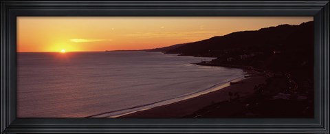 Framed Beach at sunset, Malibu Beach, Malibu, Los Angeles County, California, USA Print
