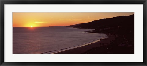 Framed Beach at sunset, Malibu Beach, Malibu, Los Angeles County, California, USA Print