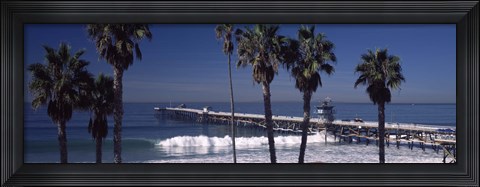 Framed Pier over an ocean, San Clemente Pier, Los Angeles County, California, USA Print