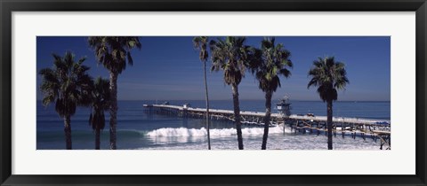 Framed Pier over an ocean, San Clemente Pier, Los Angeles County, California, USA Print