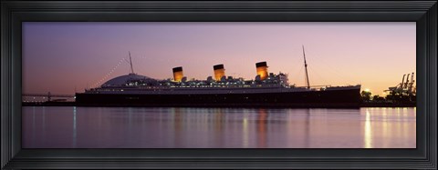 Framed RMS Queen Mary in an ocean, Long Beach, Los Angeles County, California, USA Print