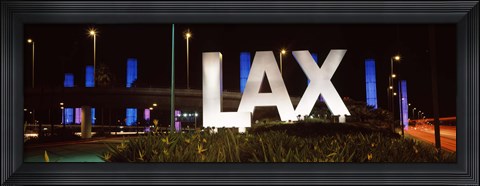 Framed Neon sign at an airport, LAX Airport, City Of Los Angeles, Los Angeles County, California, USA Print
