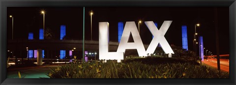 Framed Neon sign at an airport, LAX Airport, City Of Los Angeles, Los Angeles County, California, USA Print