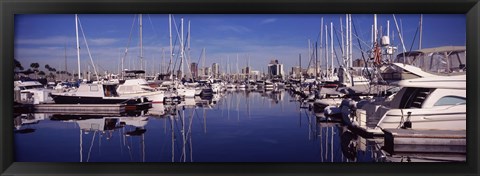 Framed Sailboats at a harbor, Long Beach, Los Angeles County, California, USA Print