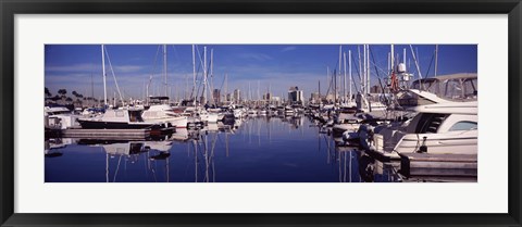 Framed Sailboats at a harbor, Long Beach, Los Angeles County, California, USA Print