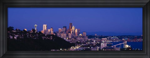 Framed Buildings in a city, Elliott Bay, Seattle, Washington State, USA 2010 Print