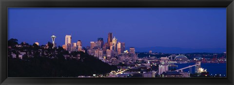 Framed Buildings in a city, Elliott Bay, Seattle, Washington State, USA 2010 Print