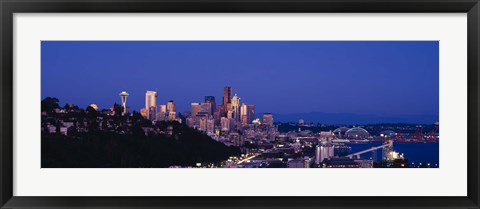 Framed Buildings in a city, Elliott Bay, Seattle, Washington State, USA 2010 Print