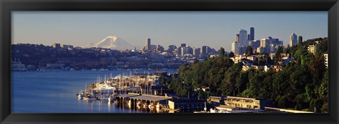 Framed Buildings at the waterfront, Lake Union, Seattle, Washington State, USA 2010 Print