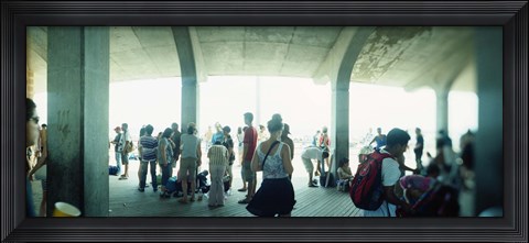 Framed Tourists on a boardwalk, Coney Island, Brooklyn, New York City, New York State, USA Print
