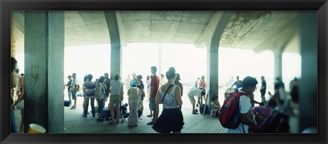 Framed Tourists on a boardwalk, Coney Island, Brooklyn, New York City, New York State, USA Print