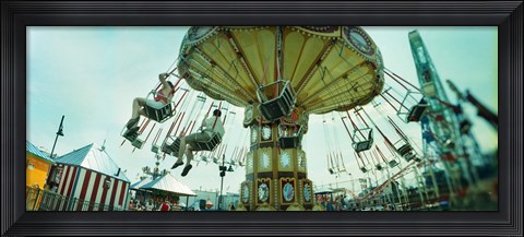 Framed Tourists riding on an amusement park ride, Lynn&#39;s Trapeze, Luna Park, Coney Island, Brooklyn, New York City, New York State, USA Print