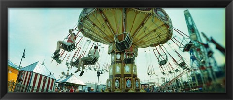 Framed Tourists riding on an amusement park ride, Lynn&#39;s Trapeze, Luna Park, Coney Island, Brooklyn, New York City, New York State, USA Print