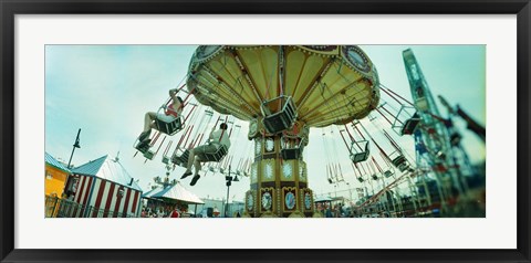 Framed Tourists riding on an amusement park ride, Lynn&#39;s Trapeze, Luna Park, Coney Island, Brooklyn, New York City, New York State, USA Print