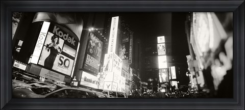 Framed Black and white view of Times Square, Manhattan Print
