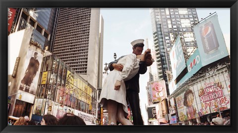 Framed Sculpture in a city, V-J Day, World War Memorial II, Times Square, Manhattan, New York City, New York State, USA Print