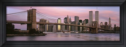 Framed Bridge across a river, Brooklyn Bridge, Manhattan, New York City, New York State, USA Print