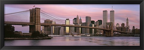 Framed Bridge across a river, Brooklyn Bridge, Manhattan, New York City, New York State, USA Print