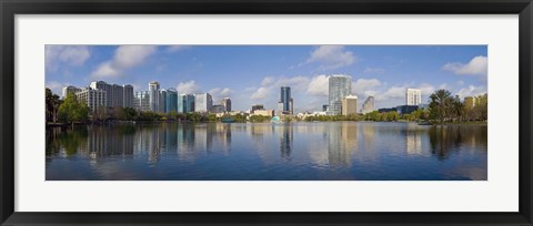 Framed Reflection of buildings in a lake, Lake Eola, Orlando, Orange County, Florida, USA 2010 Print