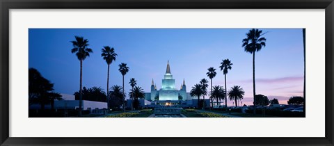 Framed Oakland Temple at dusk, Oakland, California Print