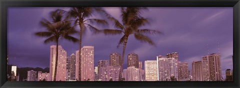 Framed Buildings in a city, Honolulu, Oahu, Honolulu County, Hawaii, USA 2010 Print