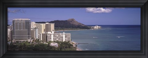 Framed Buildings at the waterfront, Honolulu, Oahu, Honolulu County, Hawaii Print