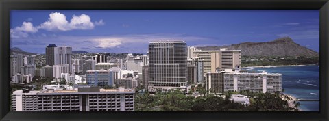 Framed Honolulu Buildings, Oahu, Honolulu County, Hawaii Print