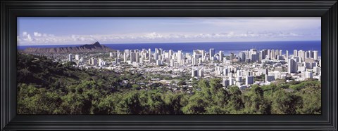 Framed View of Honolulu with the ocean in the background, Oahu, Honolulu County, Hawaii, USA 2010 Print