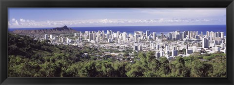 Framed View of Honolulu with the ocean in the background, Oahu, Honolulu County, Hawaii, USA 2010 Print