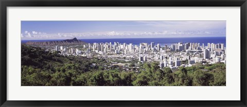 Framed View of Honolulu with the ocean in the background, Oahu, Honolulu County, Hawaii, USA 2010 Print