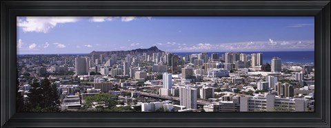 Framed High angle view of a city, Honolulu, Oahu, Honolulu County, Hawaii, USA Print