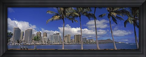 Framed Skyscrapers at the waterfront, Honolulu, Hawaii Print