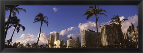 Framed Low angle view of skyscrapers, Honolulu, Hawaii, USA 2010 Print