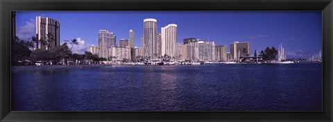 Framed Skyscrapers at the waterfront, Honolulu, Hawaii, USA Print