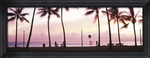 Framed Palm trees on the beach, Waikiki, Honolulu, Oahu, Hawaii Print