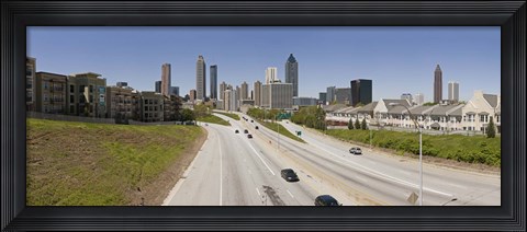 Framed Vehicles moving on the road leading towards the city, Atlanta, Georgia, USA Print