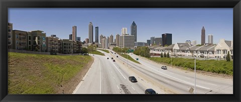 Framed Vehicles moving on the road leading towards the city, Atlanta, Georgia, USA Print