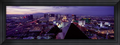 Framed City lit up at dusk, Las Vegas, Clark County, Nevada, USA Print